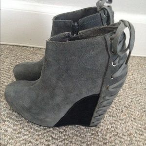 Restricted Suede Leather Platform Boots Sz 6.5